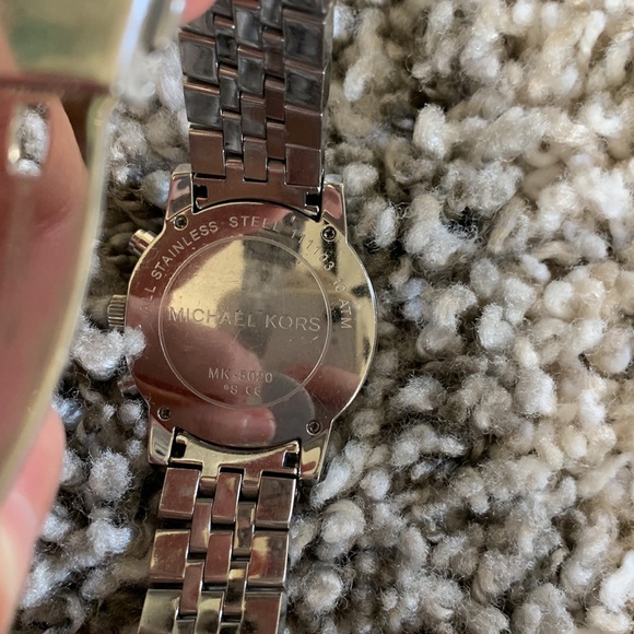 Michael Kors silver watch with pearl face, scratches as shown main image 2